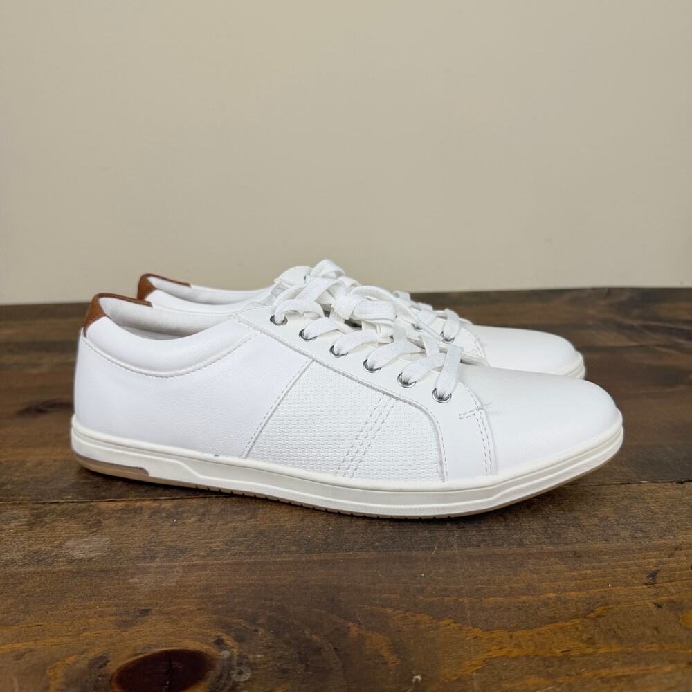 Dune London Men's Trez Trainers White Faux Leather Casual Lace Up Shoes Size 10